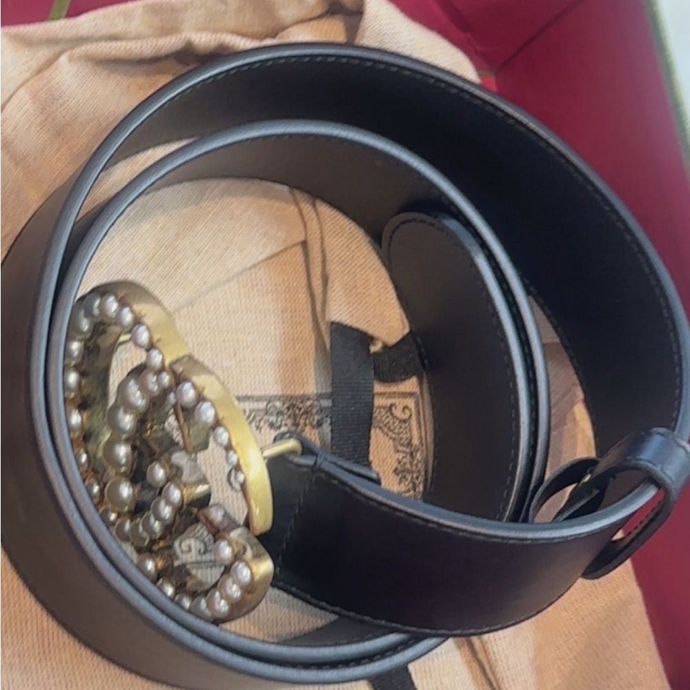 Gucci Marmont Faux Pearl Accents Belt - Picture 4 of 8
